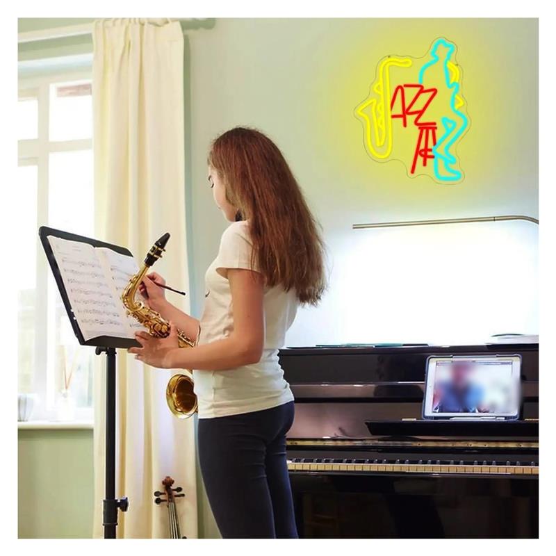 Letreiro Neon Jazz Live com Sa - Musical Instrument Shop avaliação e preço